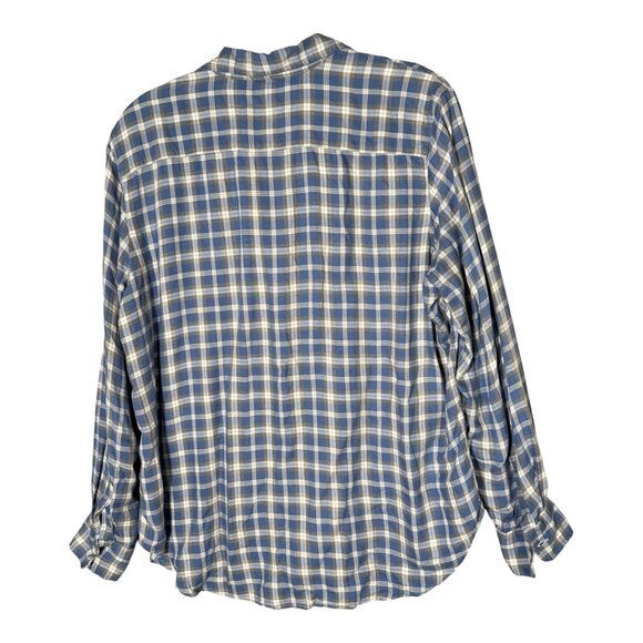 Frank & Eileen "Eileen" Button Down Shirt Blue White Plaid Modal Everyday M - Picture 2 of 8